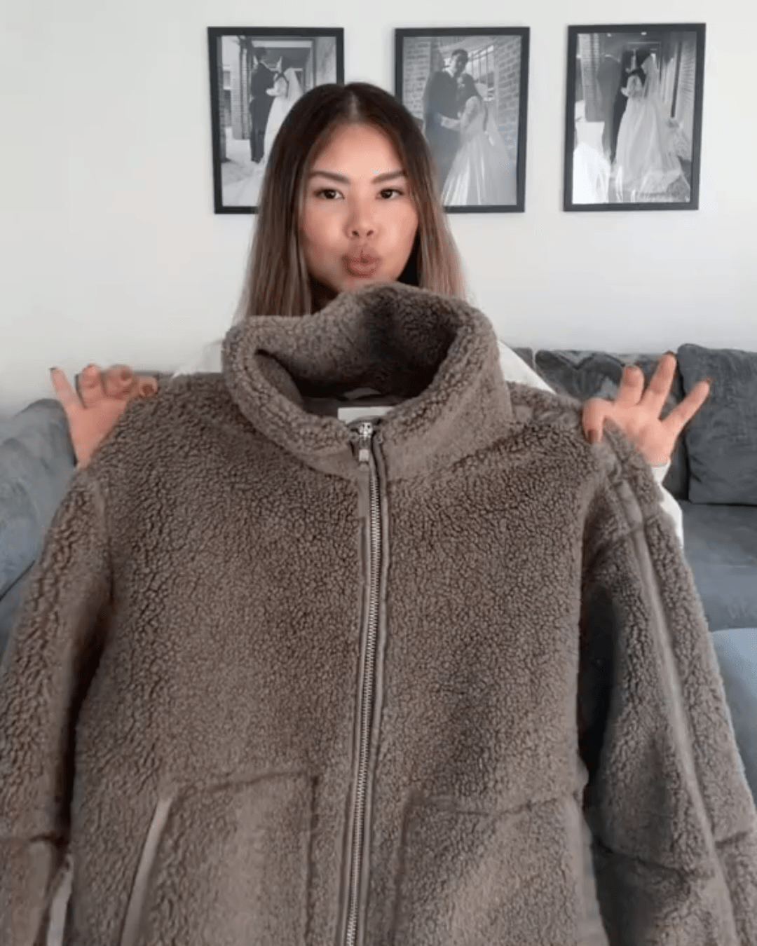 Amanda | Giacca teddy oversize con collo alto