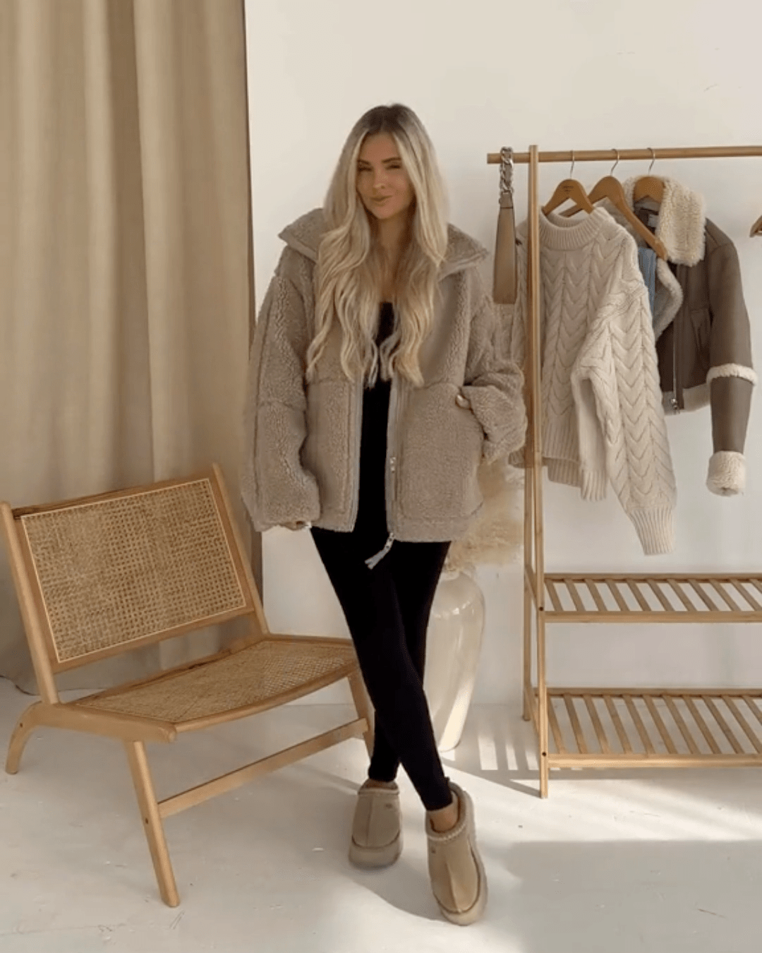 Amanda | Giacca teddy oversize con collo alto