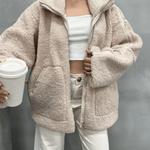 Amanda | Giacca teddy oversize con collo alto