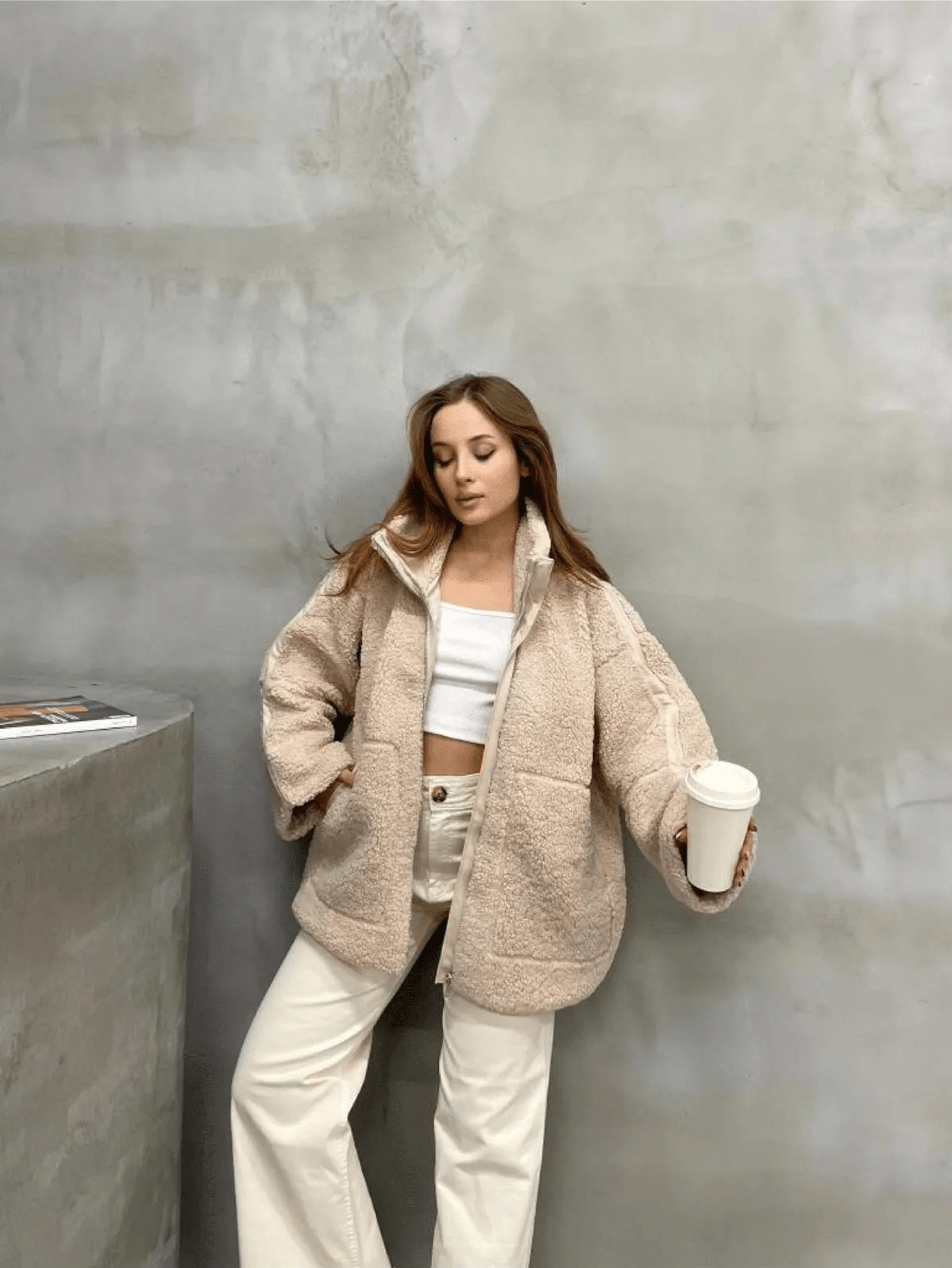 Amanda | Giacca teddy oversize con collo alto