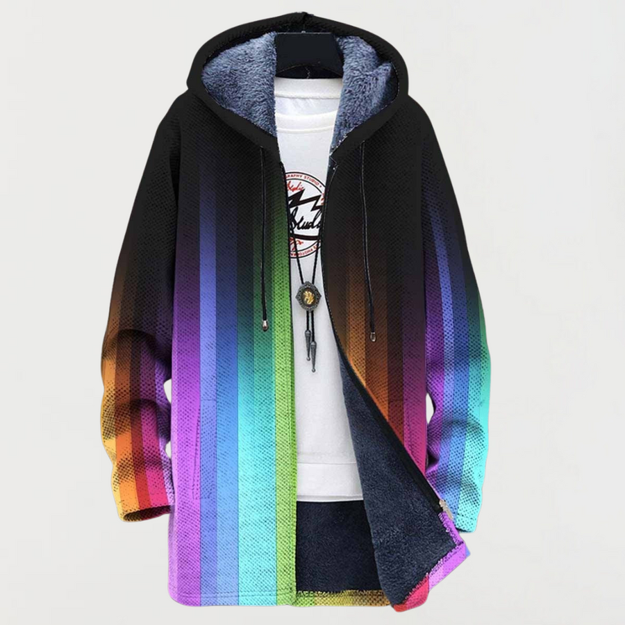 Noemi | Giacca con cappuccio a righe arcobaleno