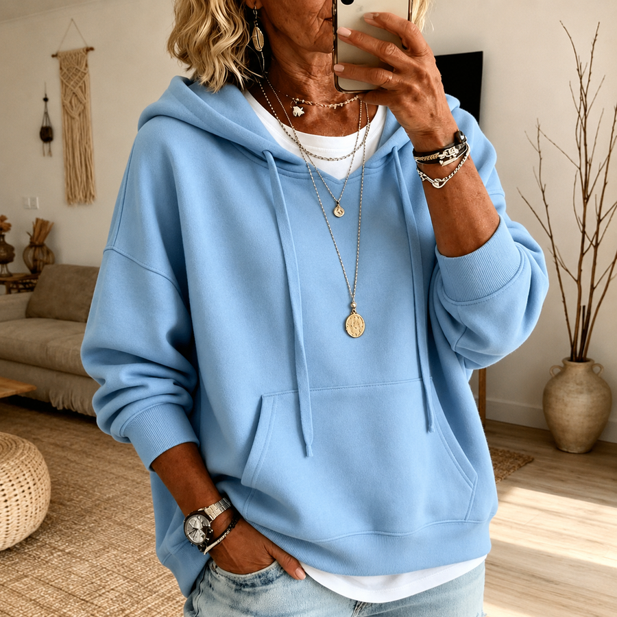 Ines | Felpa oversize azzurro cielo con cappuccio