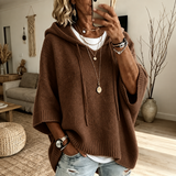 Luisa | Maglia poncho marrone con cappuccio