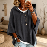 Camilla | Maglia poncho antracite con cappuccio