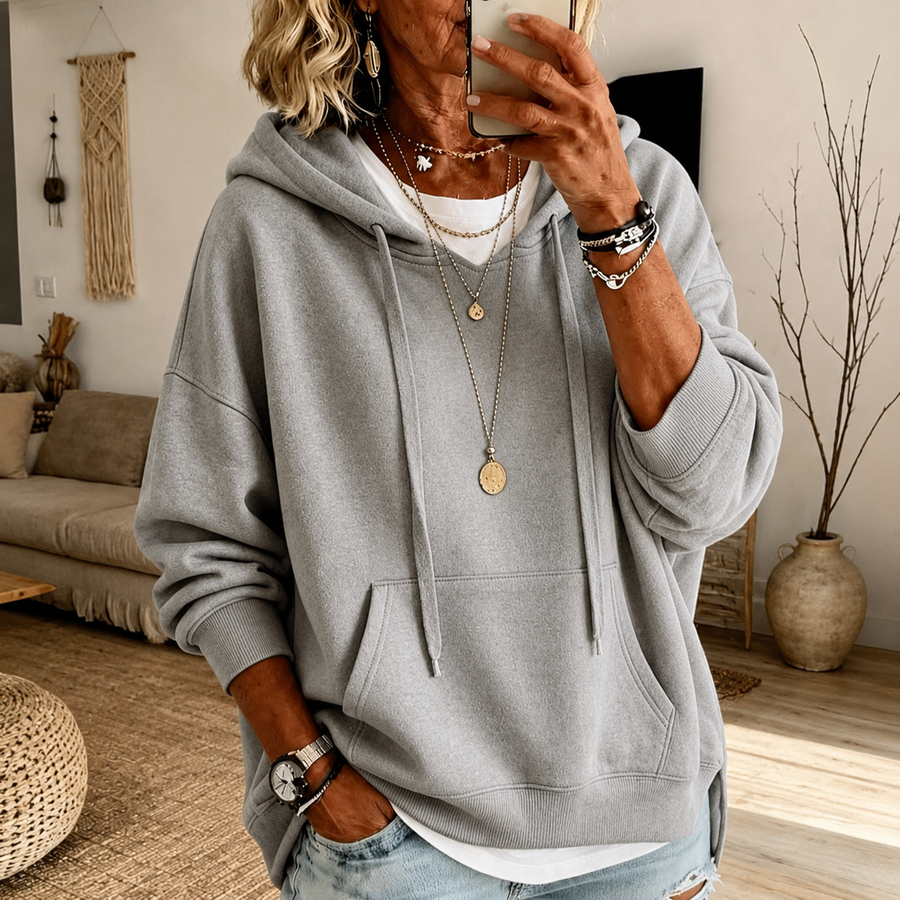 Alessia | Maglia oversize grigio chiaro con cappuccio