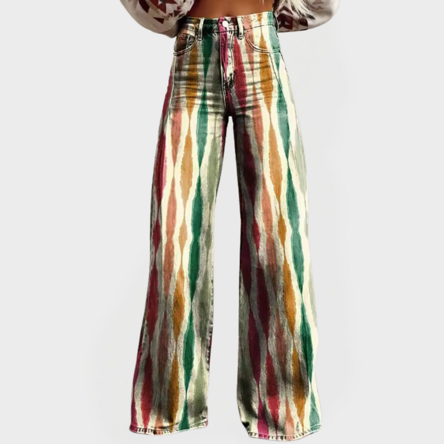Pantalons Stylés à Jambes Amples et Motif