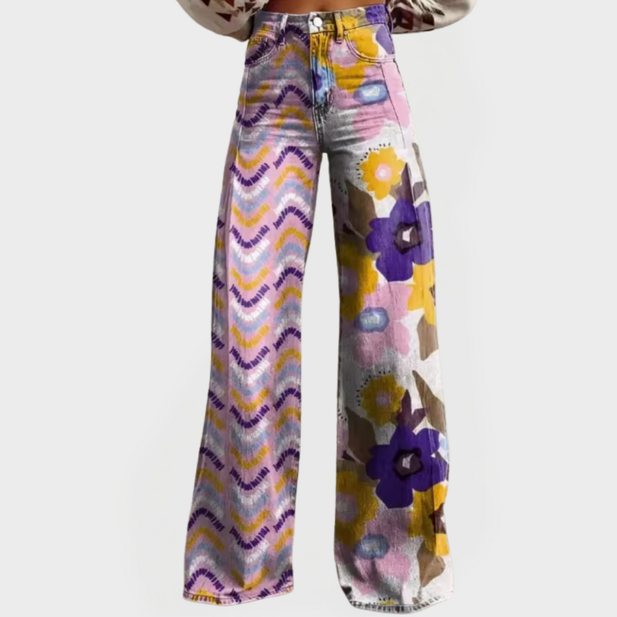 Pantalons Élégants avec Jambes Amples et Motifs