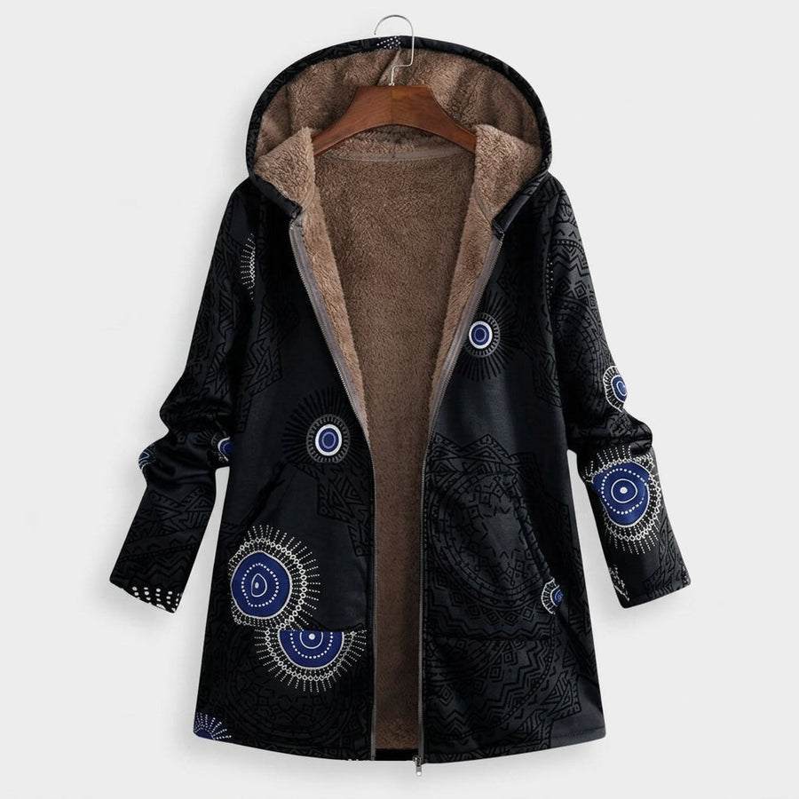 Silvia | Giacca in pile sherpa con motivo azteco