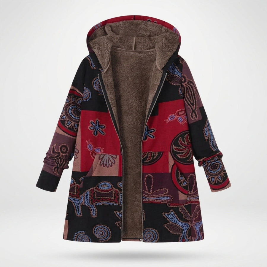 Paola | Felpa in pile boho patchwork con cappuccio