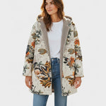 Liliana | Giacca in sherpa floreale boho con cappuccio