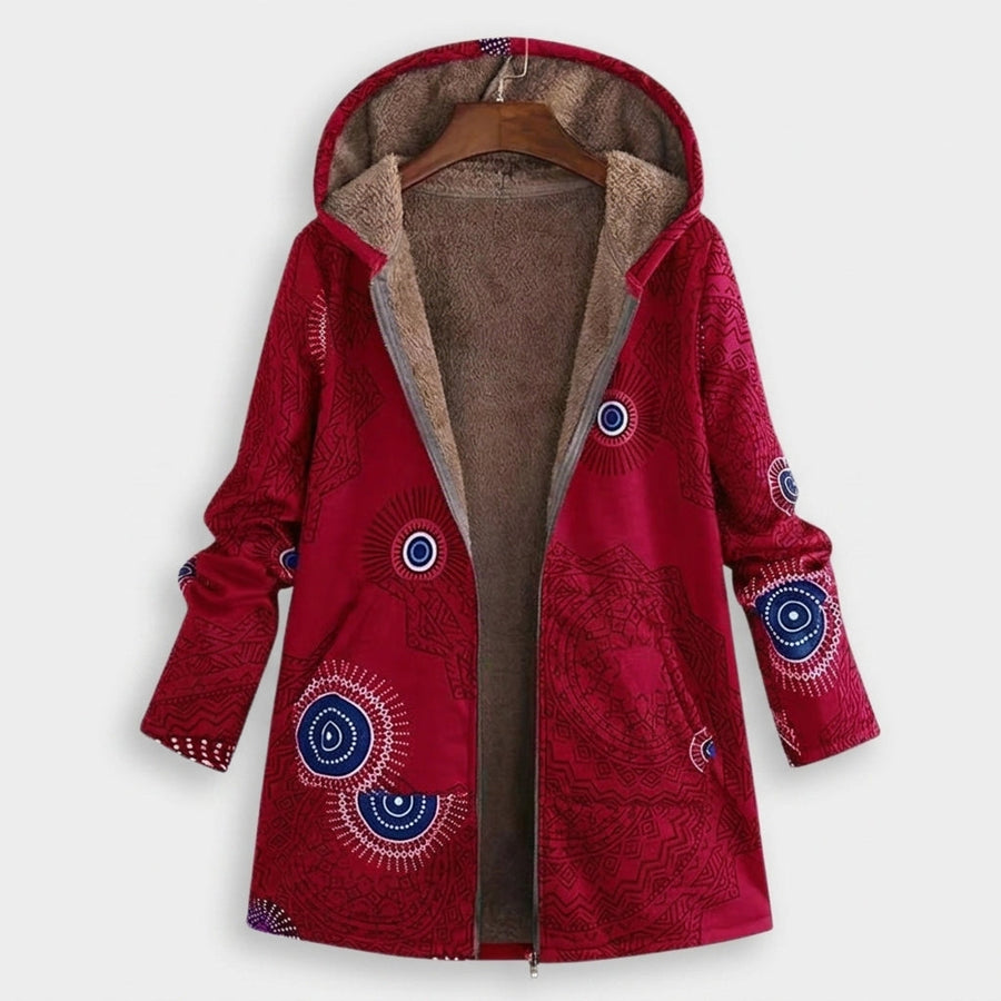 Valentina | Cappotto in pile rosso fantasia