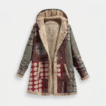 Beatrice | Cappotto in sherpa bordeaux con motivo geometrico