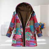 Rosa | Giacca in pile patchwork rosa con cappuccio