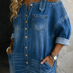 Celeste | Tuta in Denim con Spalle Scoperte