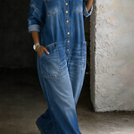Celeste | Tuta in Denim con Spalle Scoperte