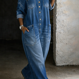 Celeste | Tuta in Denim con Spalle Scoperte