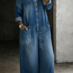 Celeste | Tuta in Denim con Spalle Scoperte