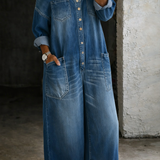 Celeste | Tuta in Denim con Spalle Scoperte