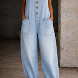 Brigida | Salopette in Cotone con Lavaggio Vintage