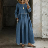 Oriana | Abito in Denim con Colletto alla Peter Pan