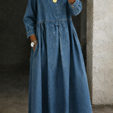 Oriana | Abito in Denim con Colletto alla Peter Pan