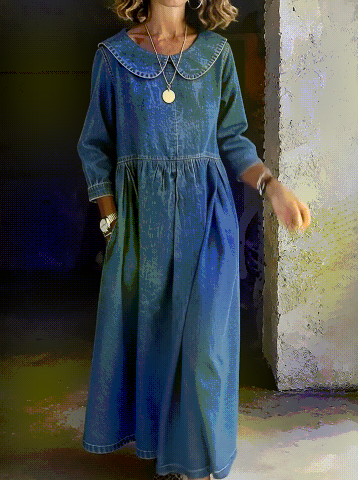 Oriana | Abito in Denim con Colletto alla Peter Pan