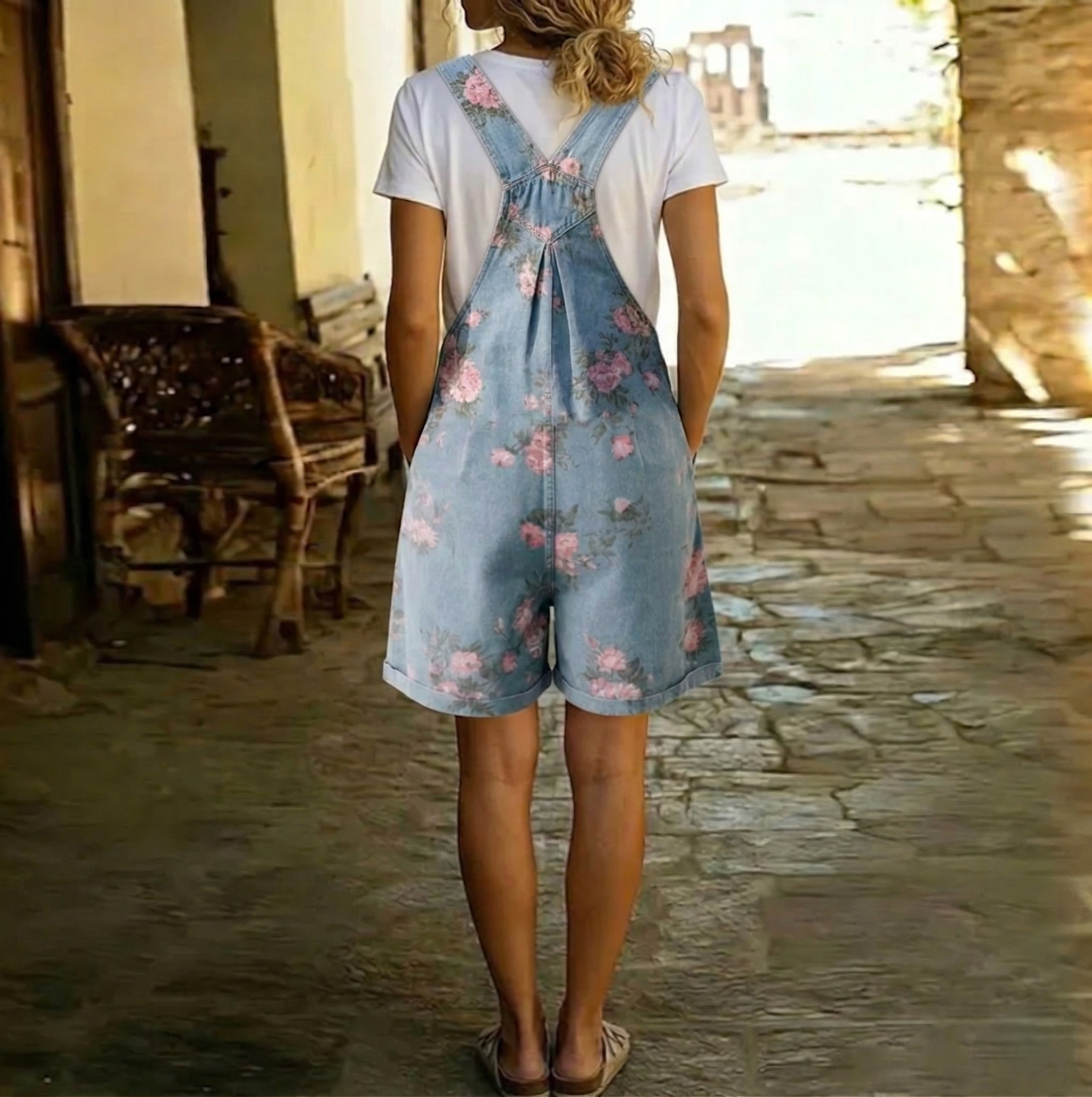 Zoe | Tuta in Denim a Fiori
