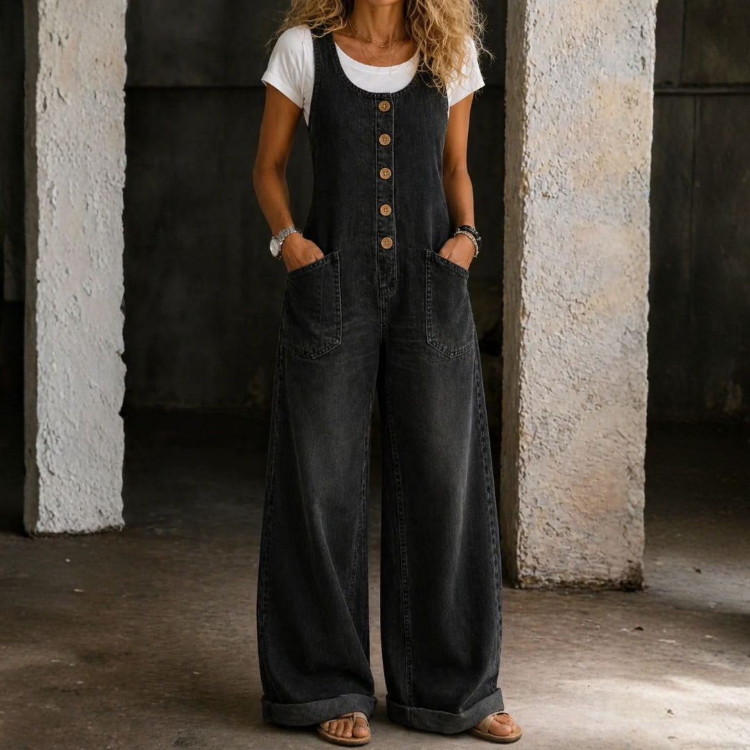 Elsa | Salopette in Cotone con Lavaggio Vintage