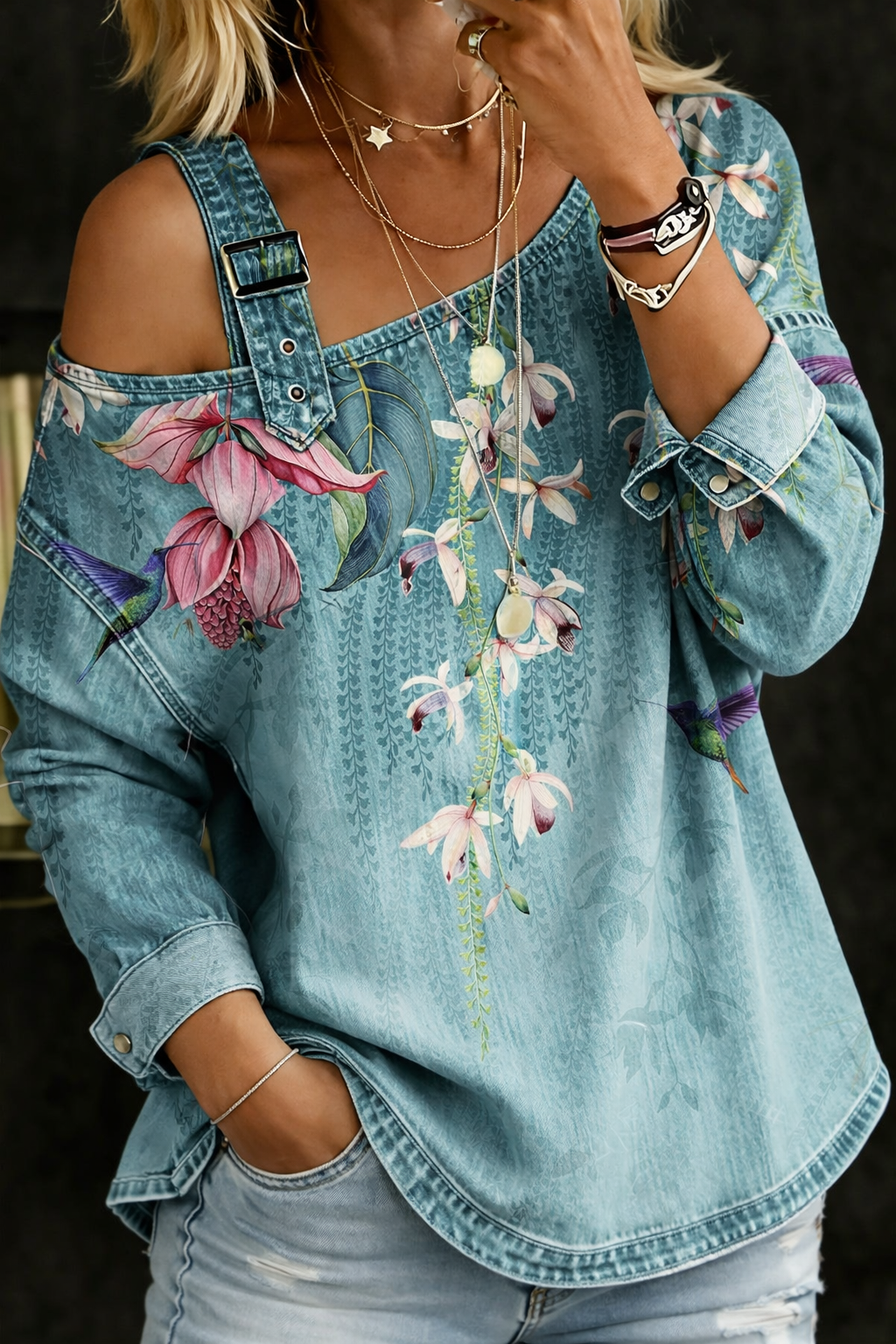 Alice | Top in Denim con Spalle Scoperte