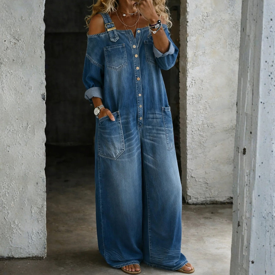 Amelia | Tuta in Denim con Spalle Scoperte