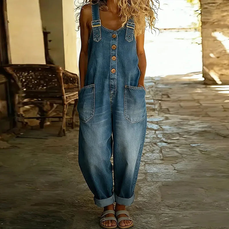 Maddalena | Tuta Vintage in Morbido Cotone Effetto Denim