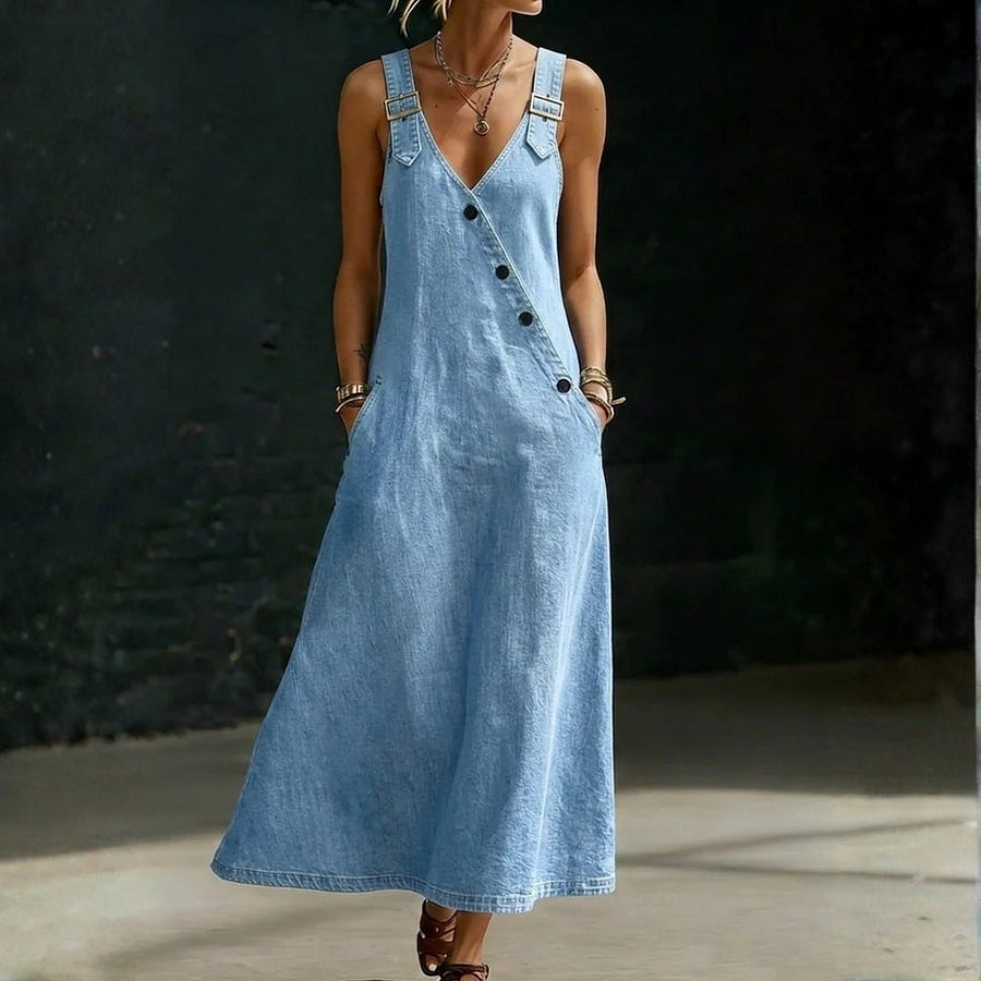 Anita | Abito Lungo in Denim con Bottoni