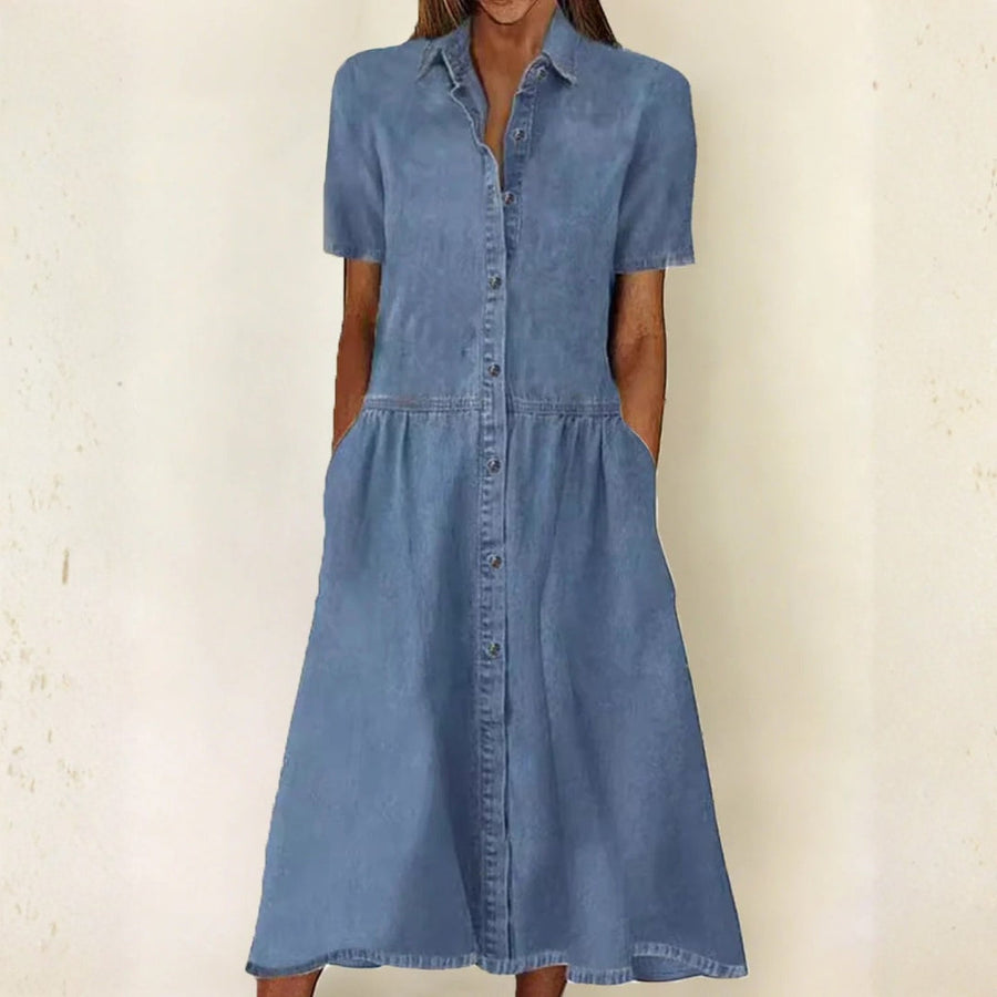 Carolina | Abito in Denim a Maniche Corte