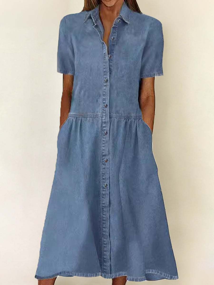 Carolina | Abito in Denim a Maniche Corte