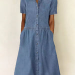 Carolina | Abito in Denim a Maniche Corte