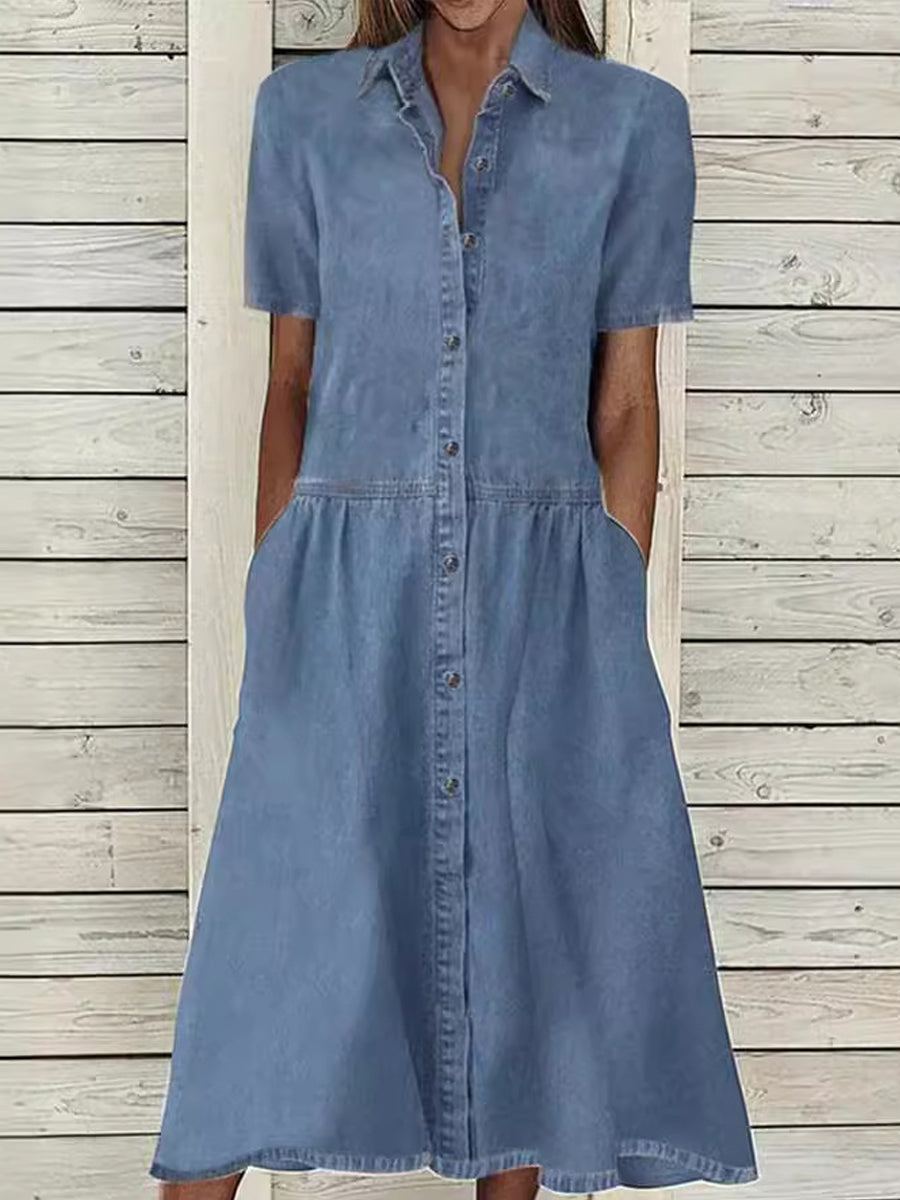 Carolina | Abito in Denim a Maniche Corte