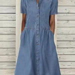 Carolina | Abito in Denim a Maniche Corte