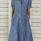 Carolina | Abito in Denim a Maniche Corte
