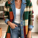 Gabriella | Giacca in Denim con Stampa Artistica a Quadri Rétro