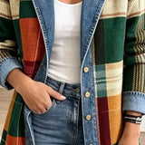 Gabriella | Giacca in Denim con Stampa Artistica a Quadri Rétro