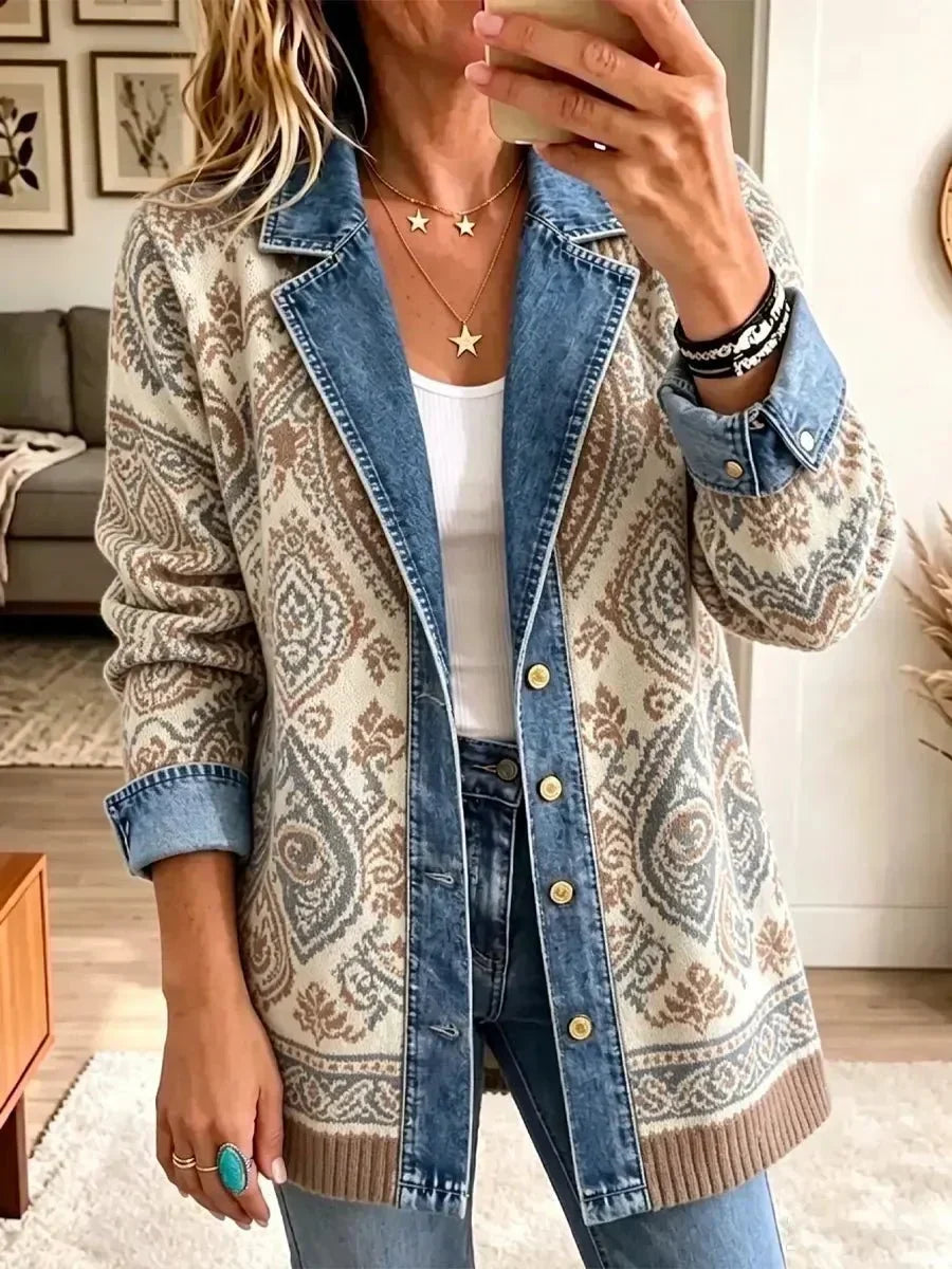 Amelia | Giacca in Denim Patchwork dallo Stile Boho Rétro