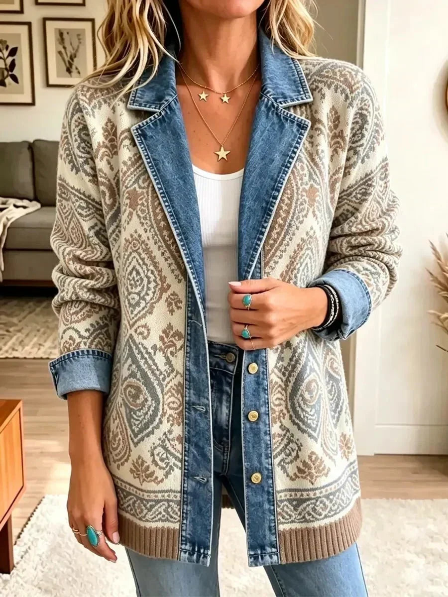 Amelia | Giacca in Denim Patchwork dallo Stile Boho Rétro