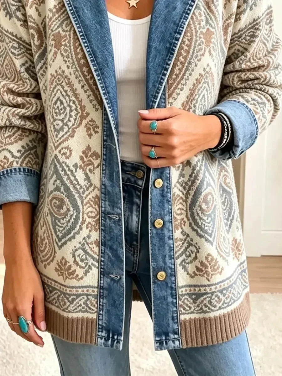 Amelia | Giacca in Denim Patchwork dallo Stile Boho Rétro