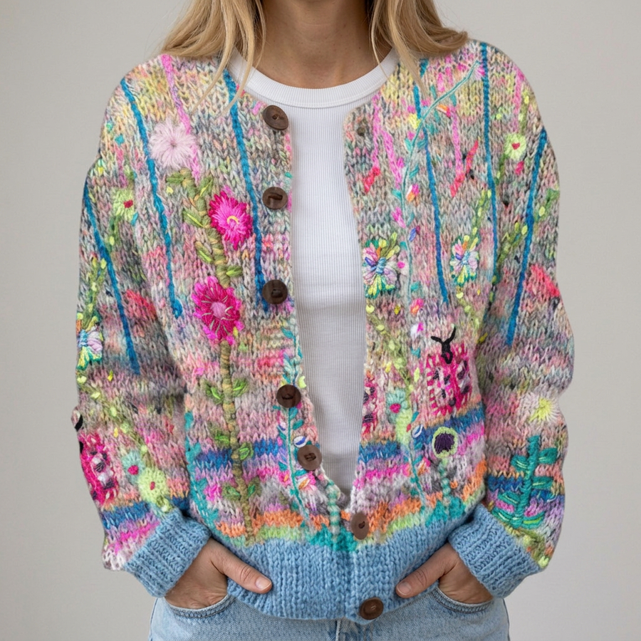Sveva | Cardigan con Stampa Impressionista