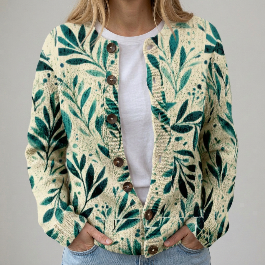Elena | Cardigan con Ramage Botanico