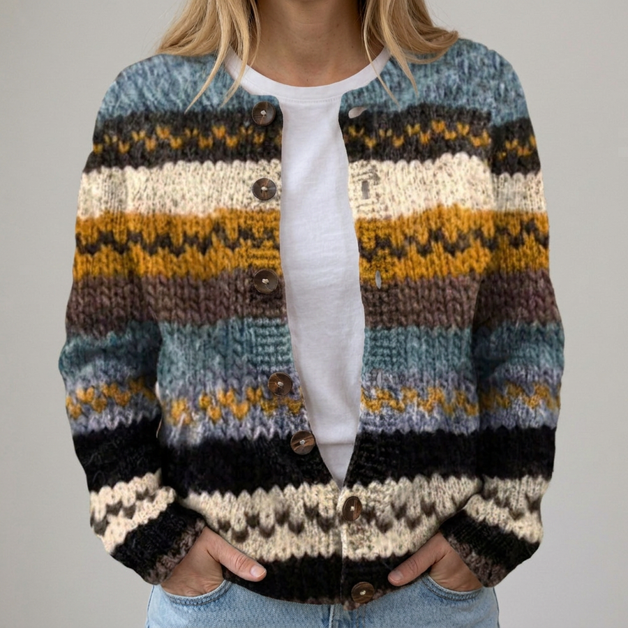 Emilia | Cardigan a Righe Materiche