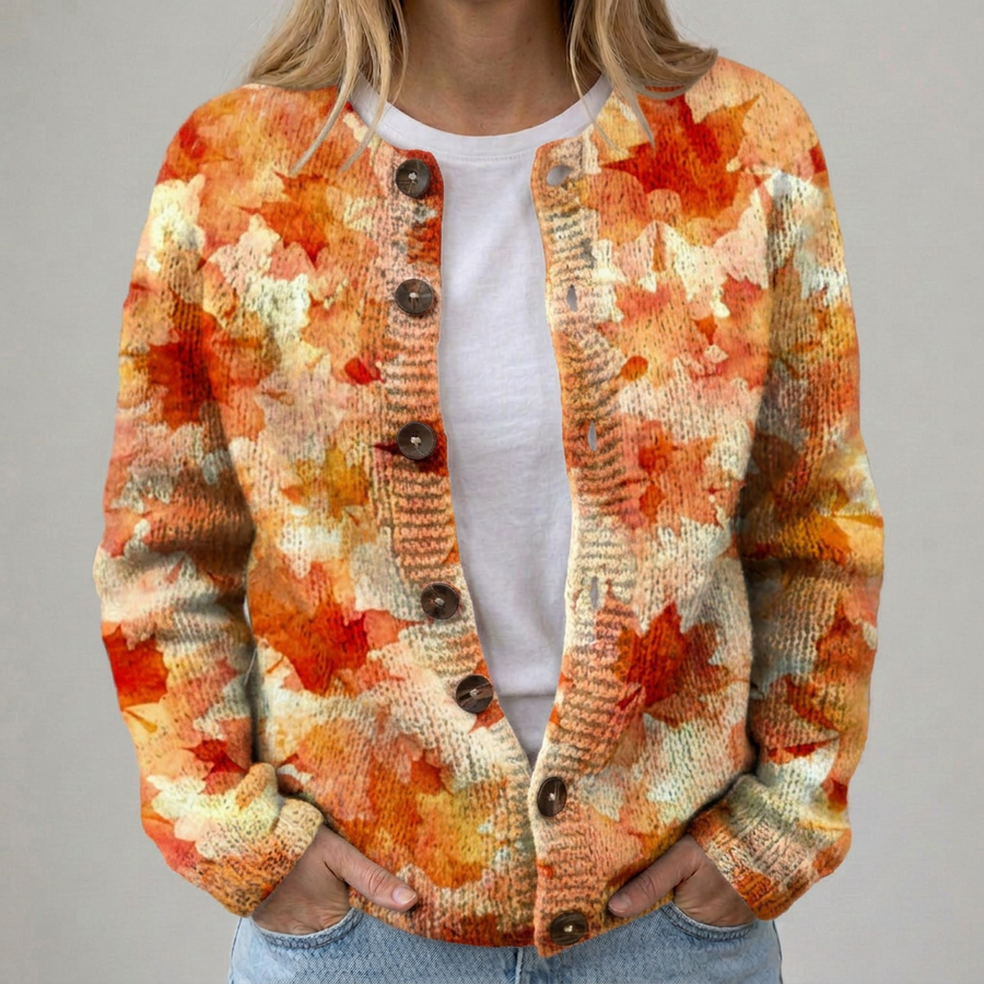 Beatrice | Cardigan con Fantasia d’Autunno