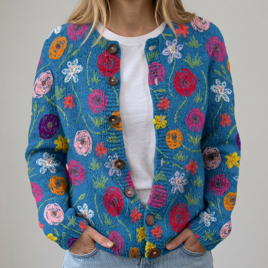 Clelia | Cardigan con Fiori Decorativi