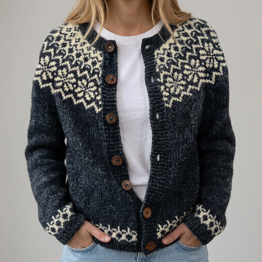 Greta | Cardigan con Lavorazione Nordica