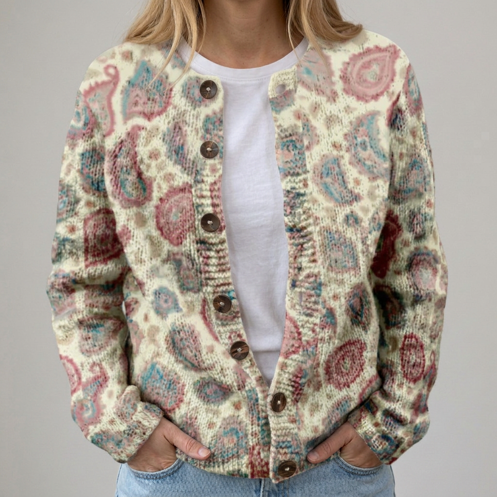 Clara | Cardigan con Motivo Ornamentale
